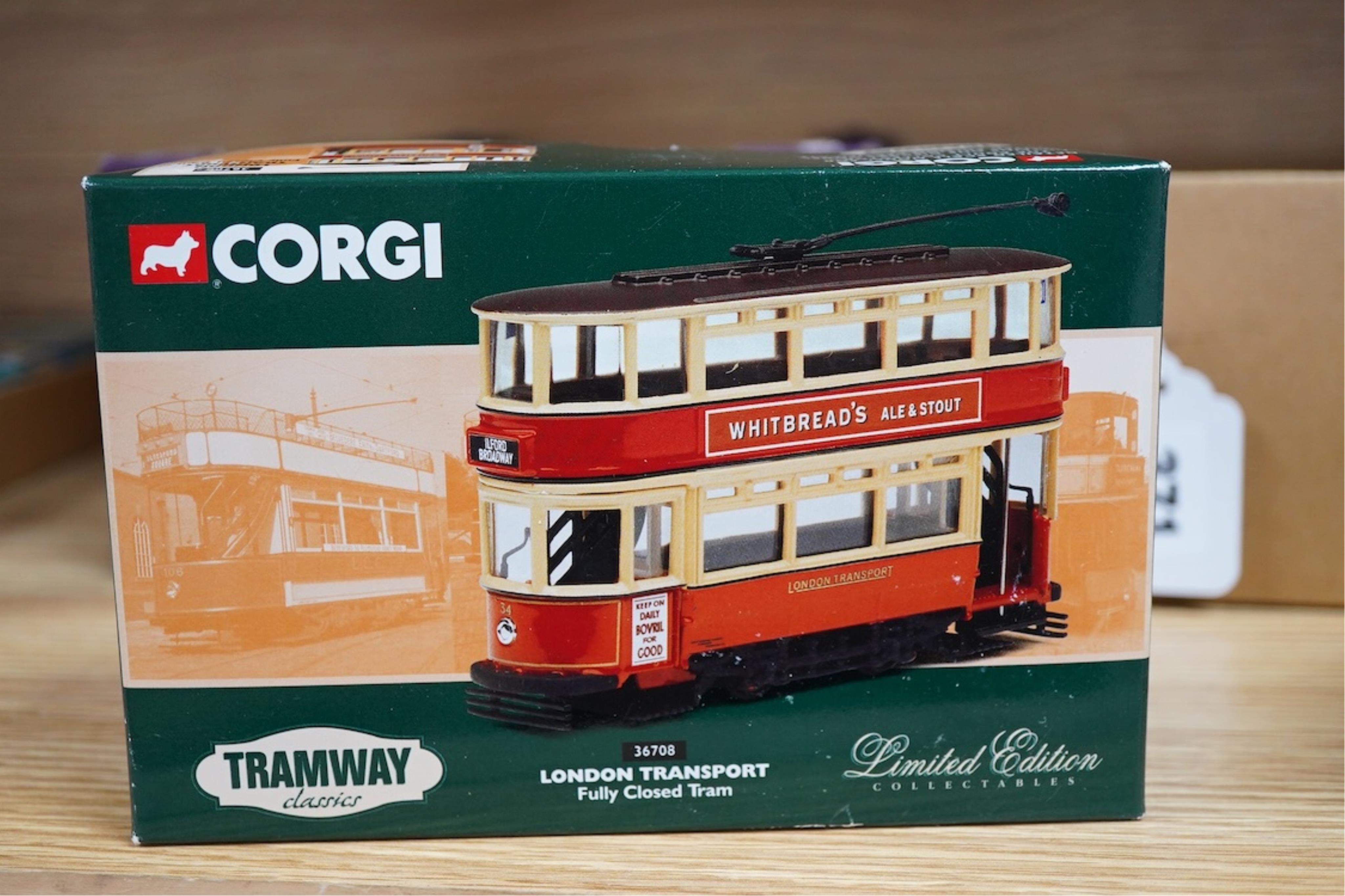 Twenty-three boxed Corgi diecast vehicles, including nine ‘Vintage Glory of Steam’ series, comprising of Showman’s engines, traction engines, steam road rollers, etc., together with ten trams including some from the ‘Tra